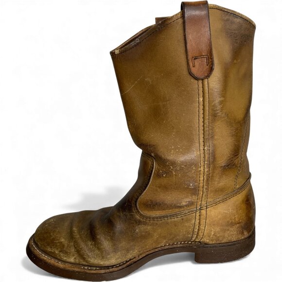 Red Wings Shoes Vintage Leather Boots Pecos Western Biker Work Cork Sole Men's 7 - Picture 5 of 14